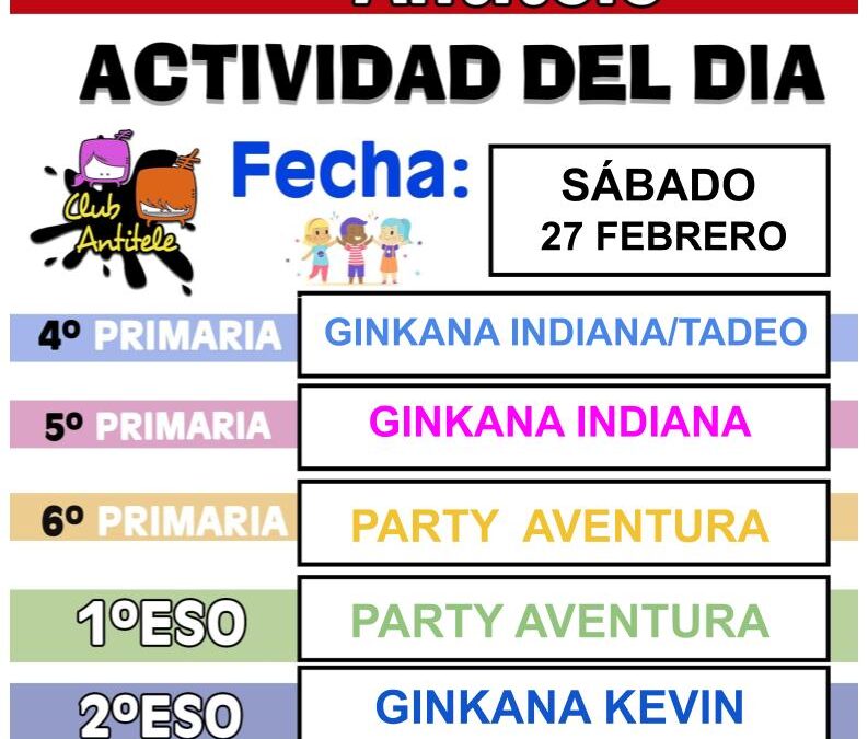 FORMULARIO DE INSCRIPCIÓN ACTIVIDADES SÁBADO 27 DE FEBRERO